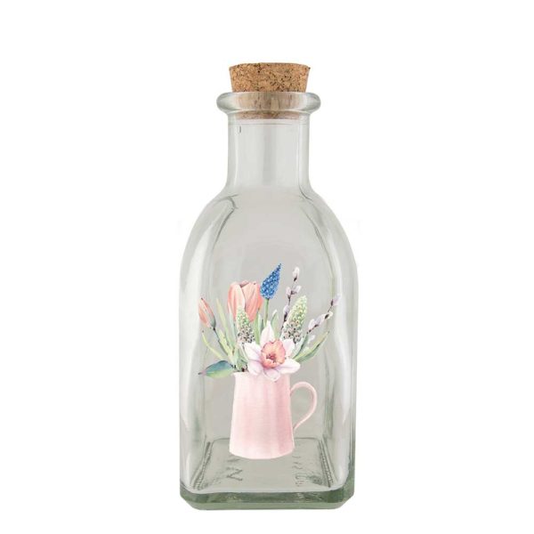 Skleněná lahvička 250 ml - Květiny
