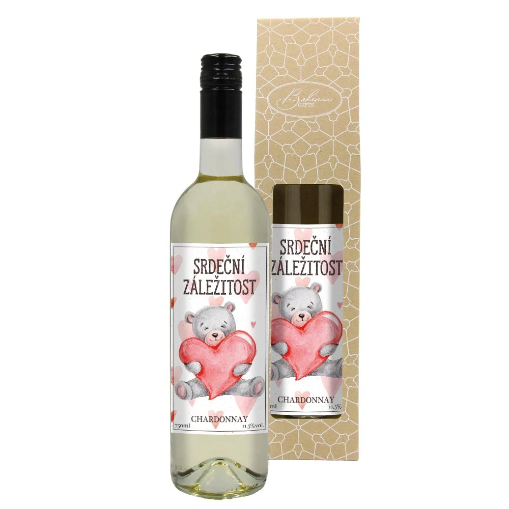 Dárkové víno Chardonnay 0,75 l - Srdeční záležitost