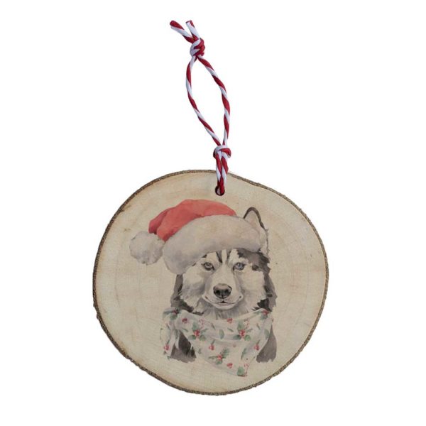 Dřevěná vánoční ozdoba - Husky
