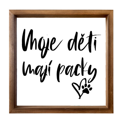 Dřevěný obraz 30 x 30 cm v rámečku - Moje děti mají packy