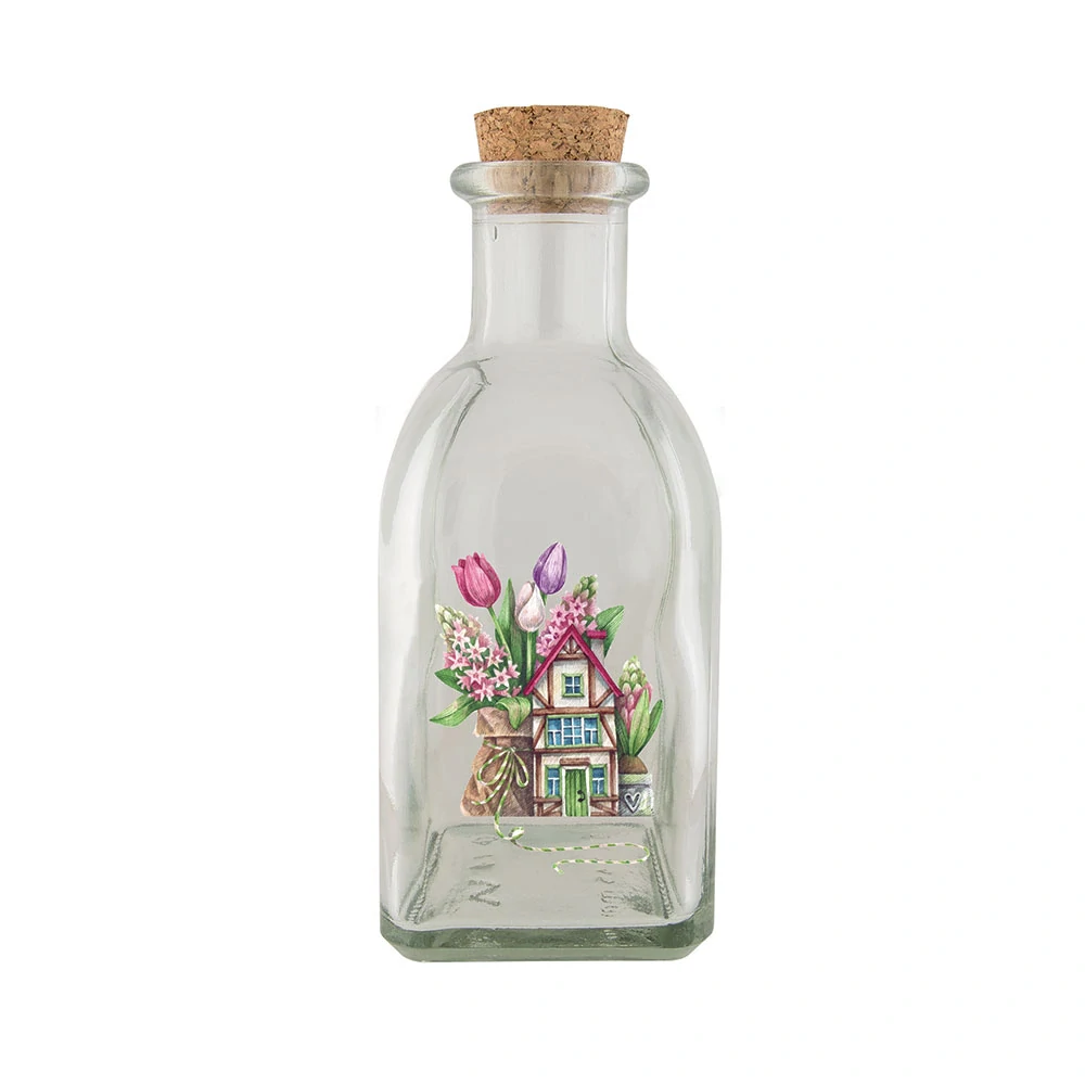 Skleněná lahvička 250 ml - Flower market