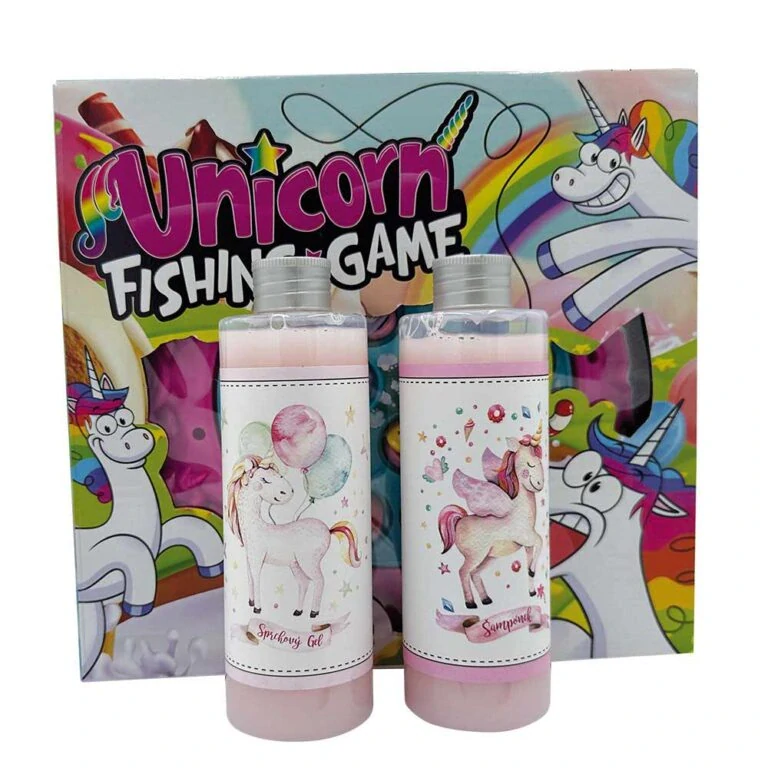 Sada pro děti Unicorn - Sprchový gel, vlasový šampon a dětská hra