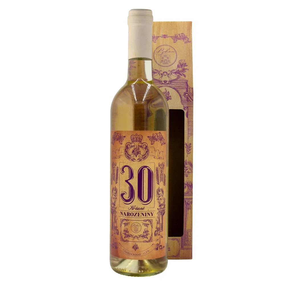 Dárkové víno Chardonnay 0,75 l - Pro muže k 30. narozeninám