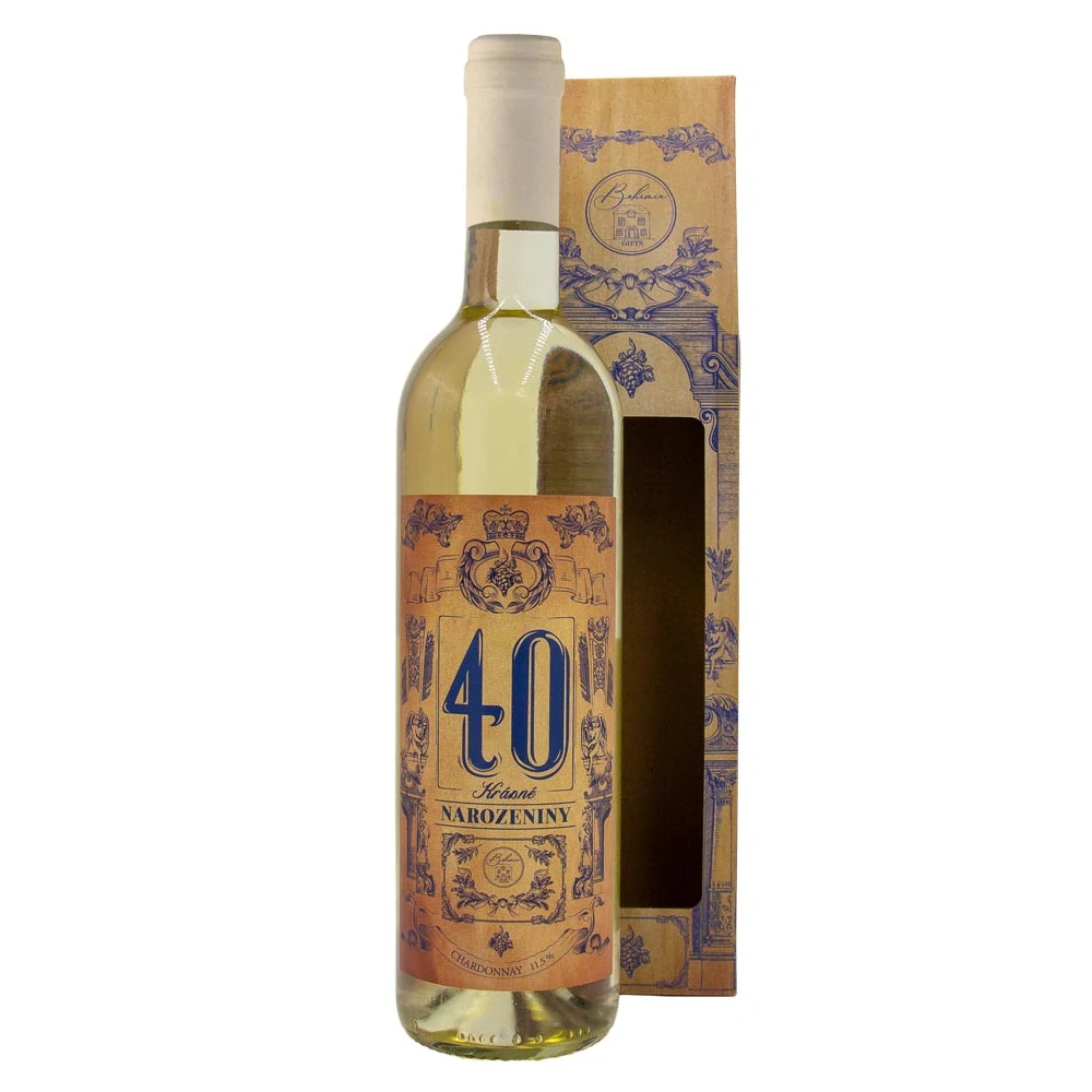 Dárkové víno Chardonnay 0,75 l - Pro muže k 40. narozeninám