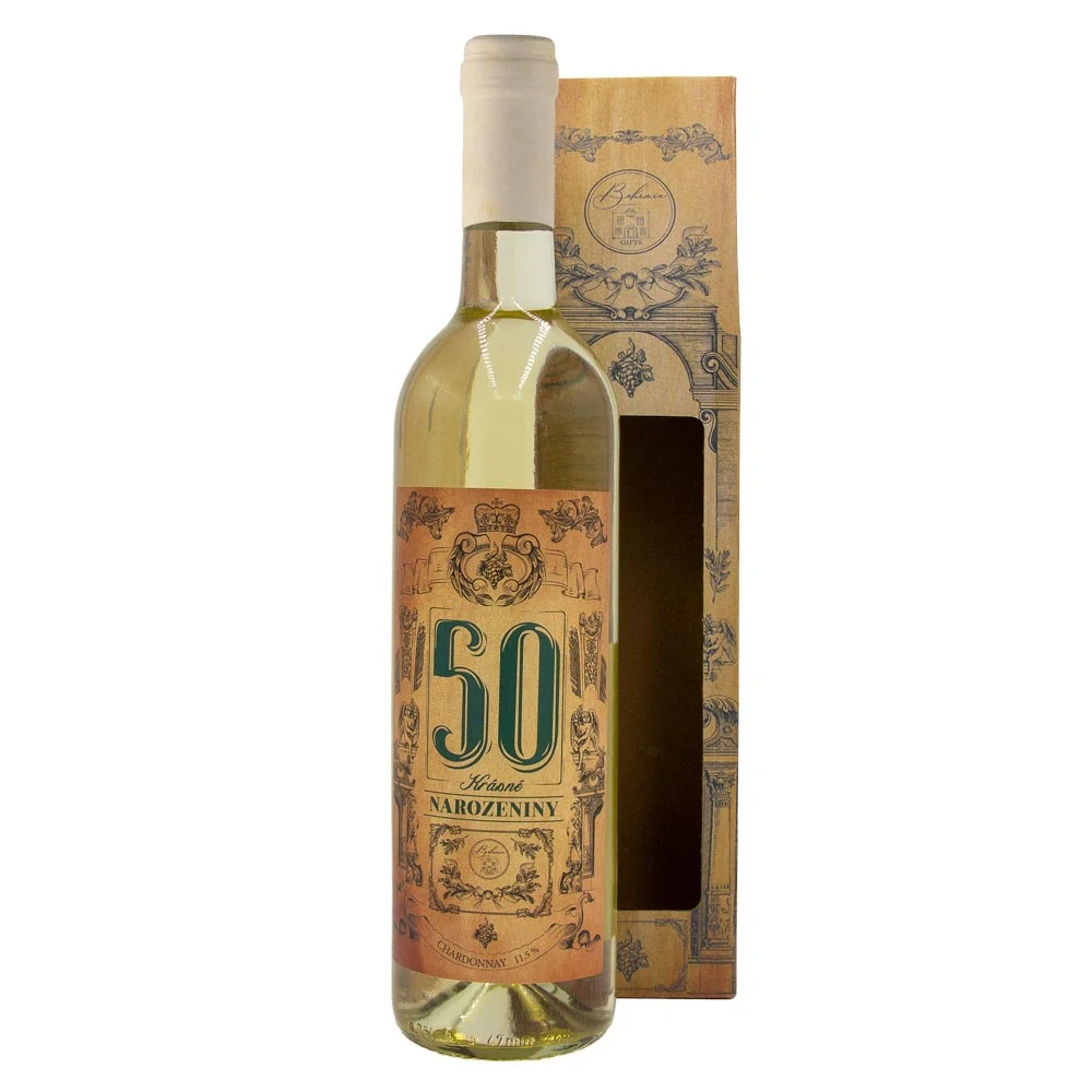 Dárkové víno Chardonnay 0,75 l - Pro muže k 50. narozeninám