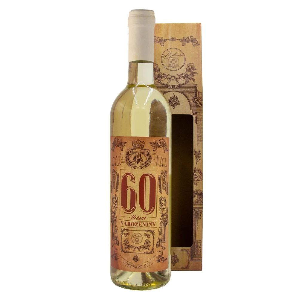 Dárkové víno Chardonnay 0,75 l - Pro muže k 60. narozeninám
