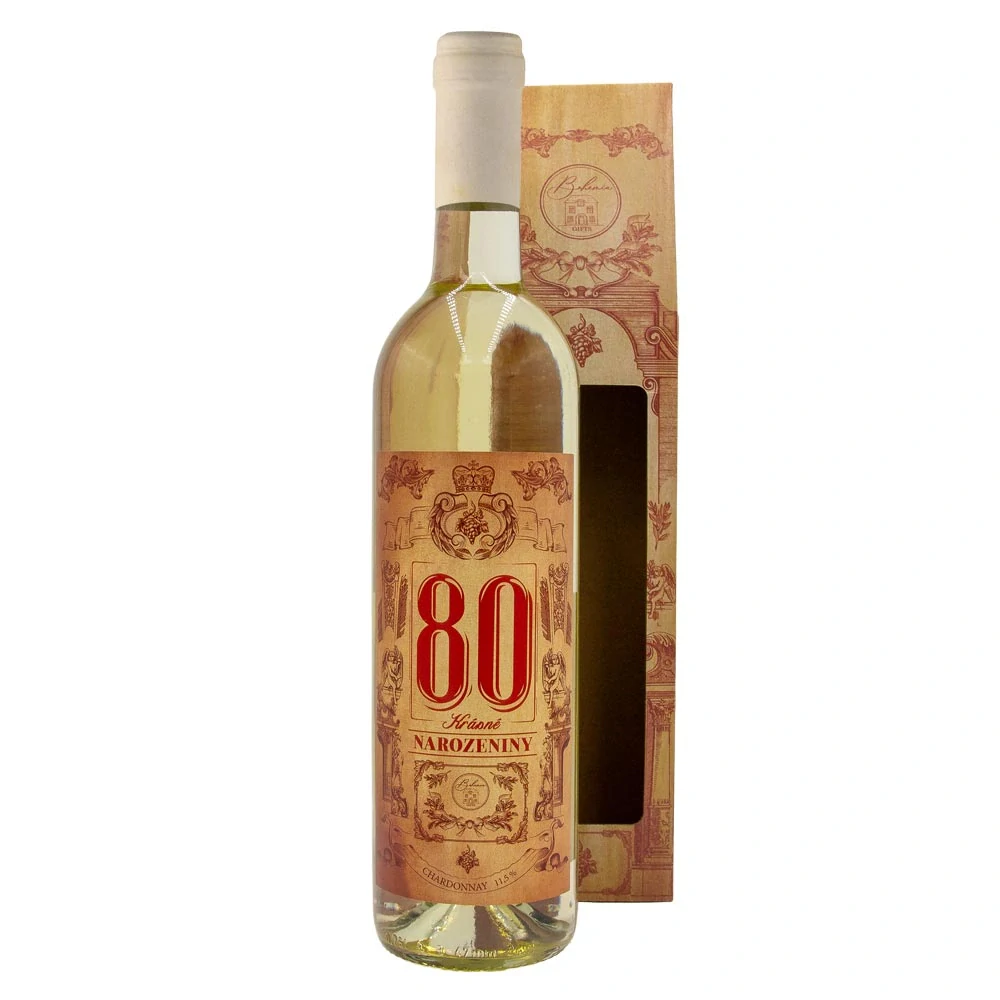 Dárkové víno Chardonnay 0,75 l - Pro muže k 80. narozeninám