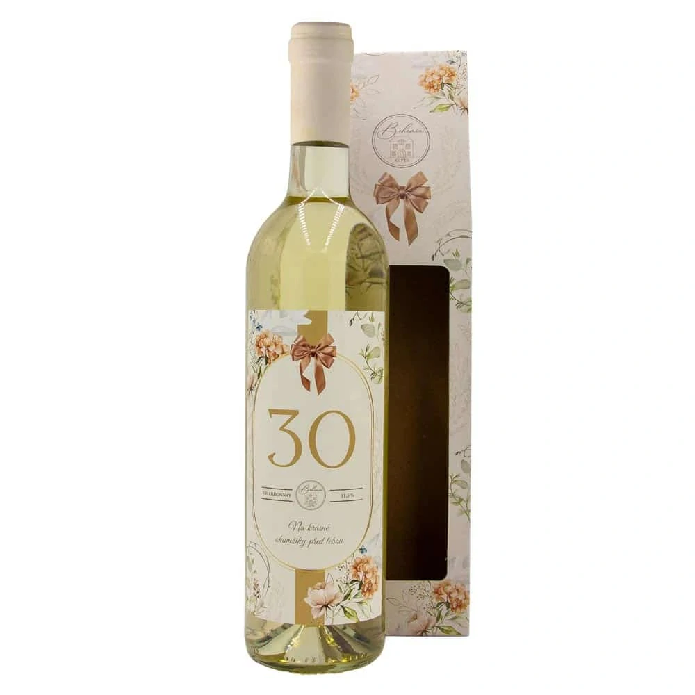 Dárkové víno Chardonnay 0,75 l - Pro ženu k 30. narozeninám