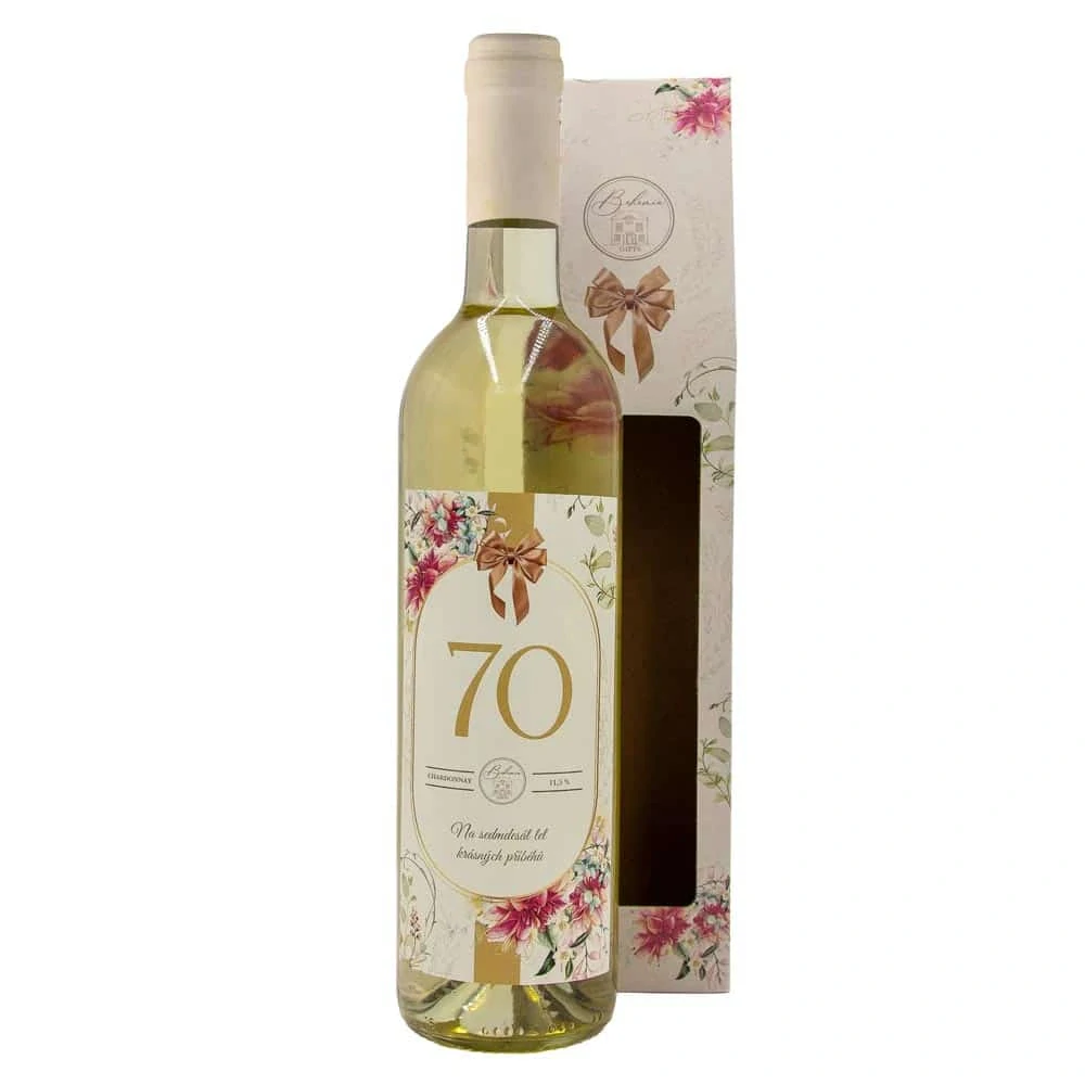 Dárkové víno Chardonnay 0,75 l - Pro ženu k 70. narozeninám