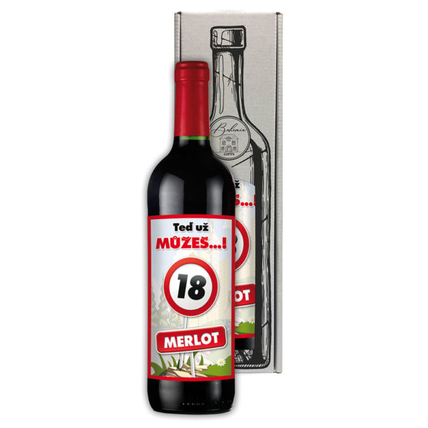 Dárkové víno Merlot 0,75 l - Vše nejlepší 18