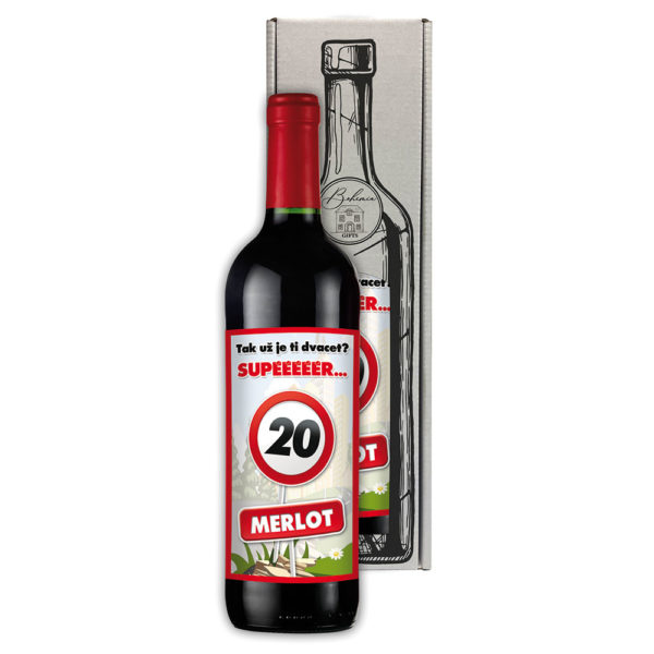 Dárkové víno Merlot 0,75 l - Vše nejlepší 20