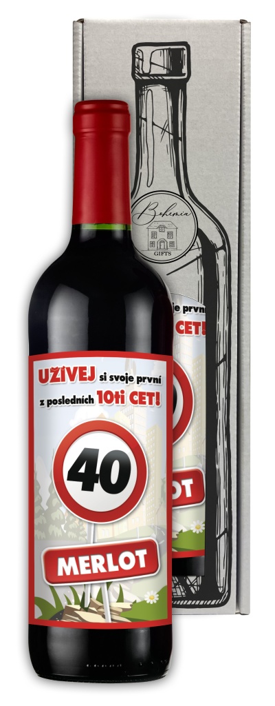 Dárkové víno Merlot 0,75 l - Vše nejlepší 40