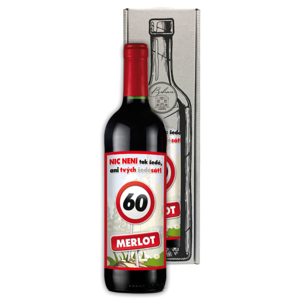 Dárkové víno Merlot 0,75 l - Vše nejlepší 60