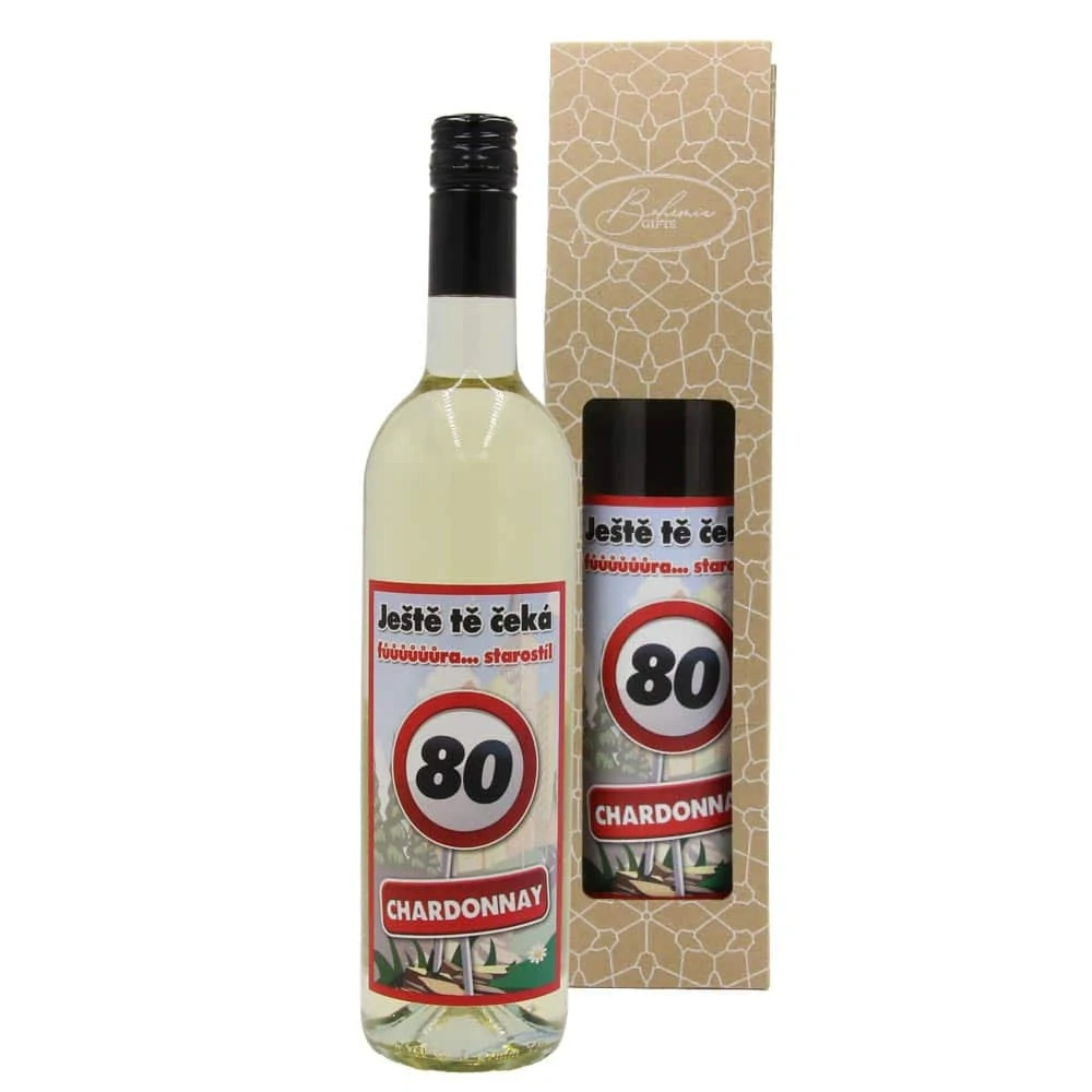 Dárkové víno Chardonnay 0,75 l - Vše nejlepší 80