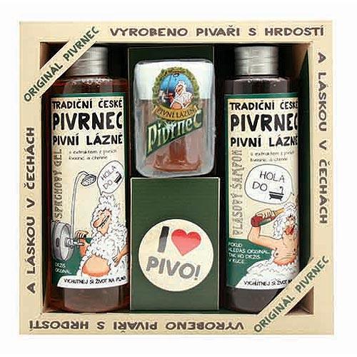 Pivrnec - Kosmetická sada - Gel, šampon, mýdlo a button
