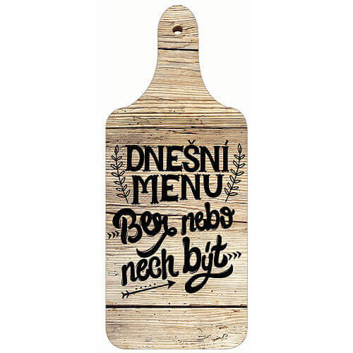 Dekorativní kuchyňské prkénko 11,5 x 26 cm - dnešní menu