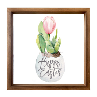 Dřevěný obraz 30 x 30 cm v rámečku - Happy Easter