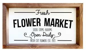 Dřevěný obraz 20 x 35 cm v rámečku - Flower market
