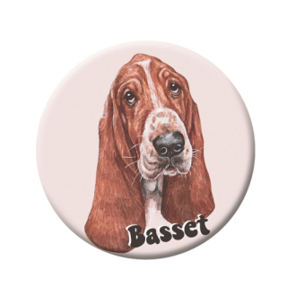 Button (placka) se špendlíkem 44 mm - Basset