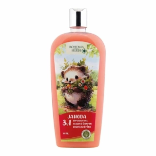 3v1 dětský sprchový gel, šampon a pěna do koupele 500 ml - jahoda