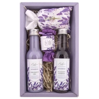Sprchový gel 200ml, šampon 200ml, sůl 150 g a mýdlo 30 g - Levandule