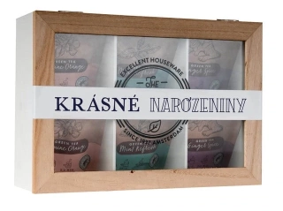 Sada čajů v dřevěném boxu - Krásné narozeniny