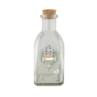 Skleněná lahvička 250 ml - Levandulové srdce 