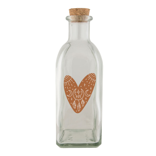 Skleněná lahvička 500 ml - Srdce hnědé
