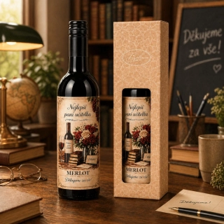 Dárkové víno Merlot 0,75 l - Pro paní učitelku