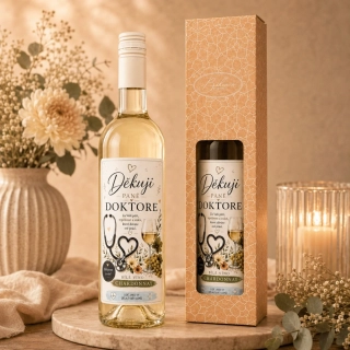 Dárkové víno Chardonnay 0,75 l - Děkuji pane doktore